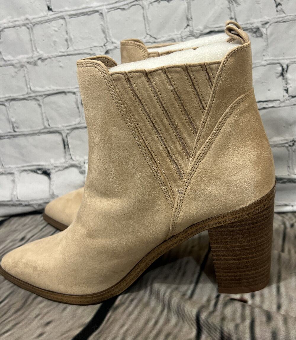 Coutgo Ankle Boots Pointed Toe Suede Chelsea Western Tan Women’s 9.5 New